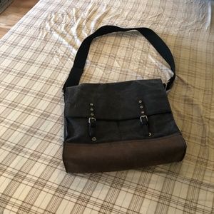 Mens Carlos Santana Messenger Bag - Grey & Brown